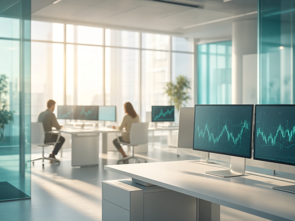 Product- en supportteams van Boost +Opt Exorex overleggen in een lichte, hedendaagse kantoorruimte